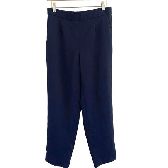 Quince Stretch Crepe Pleated Ankle Pants Navy Women’s Size 10 Minimalist - Picture 1 of 10